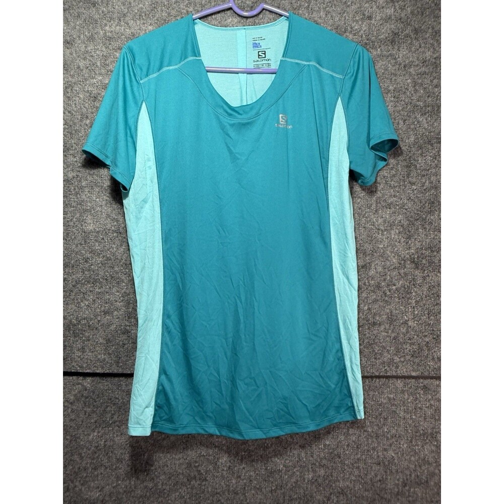 Salomon ActiLite Women’s Tech T‑Shirt – Size XL – Teal Performance V‑Neck